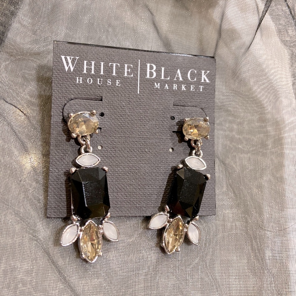White House Black Market Crystal and Black Dangle Earrings